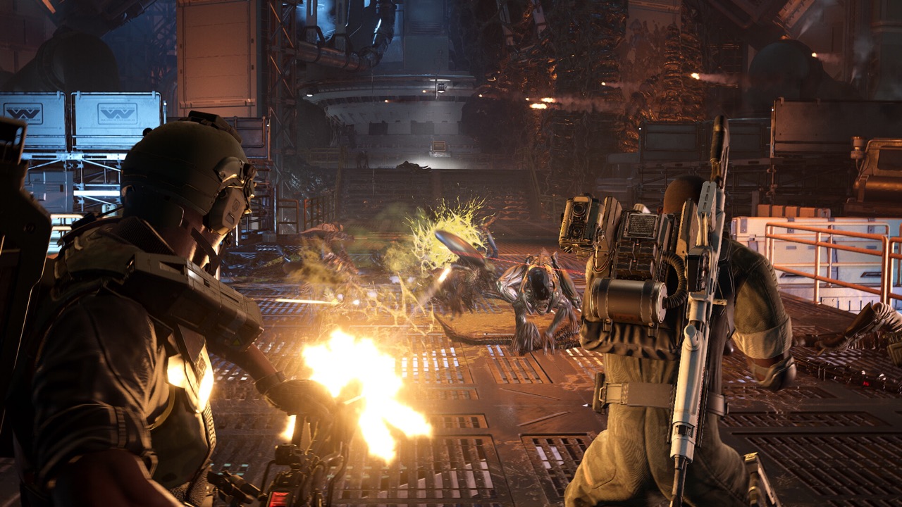 Colonial Marines fighting Xenomorphs in Aliens: Fireteam Elite 2